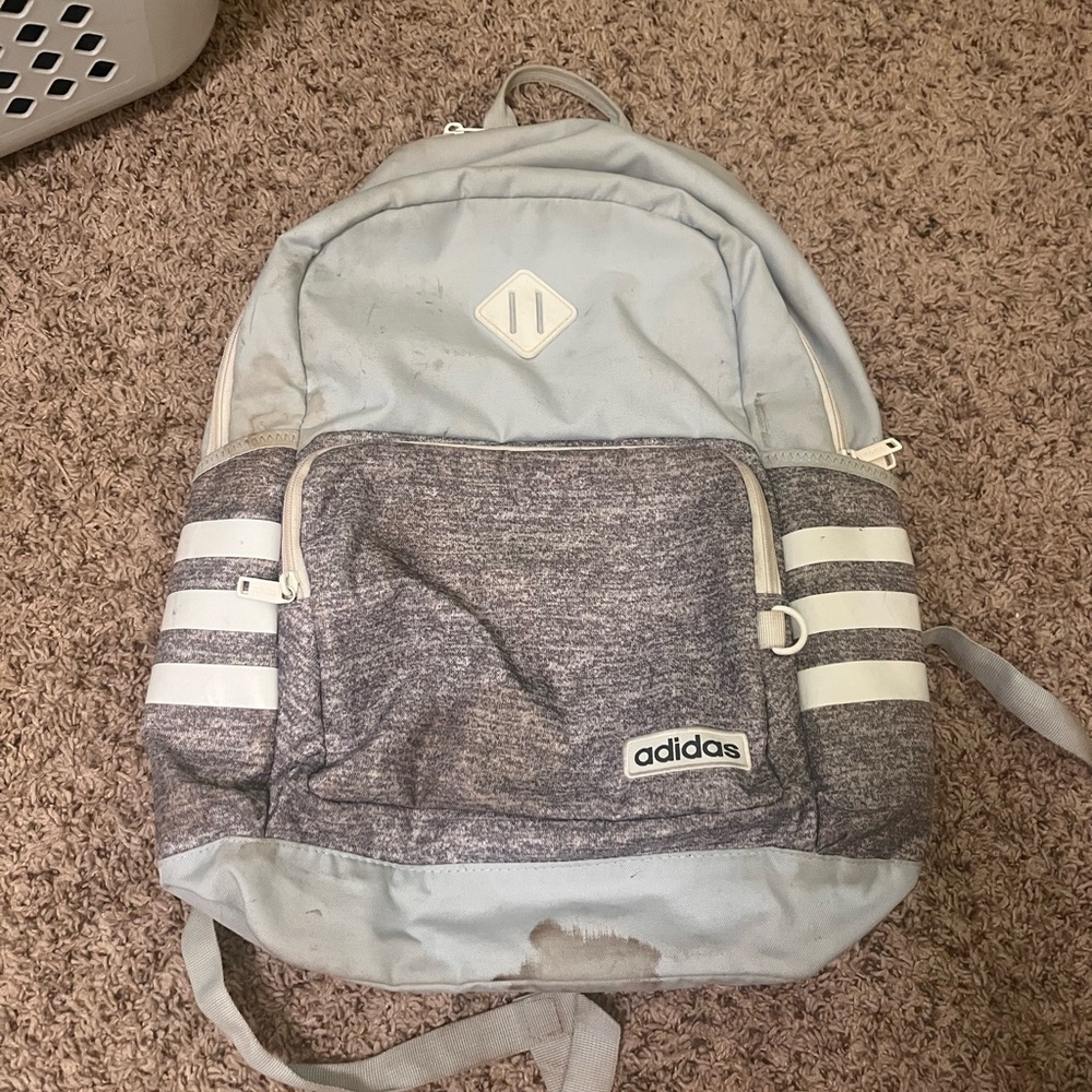 Adidas Light Gray and Blue Backpack
